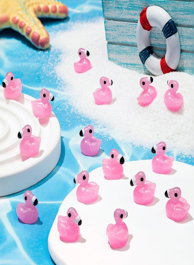 LHSYFBZ 100 Pcs Mini Resin Flamingo Ducks, Luminous Flamingo Tiny Ducks, Glow in The Dark Miniature Flamingos for Cake Topper Garden Dollhouse Landscape Aquarium Ornaments DIY Crafts - Image 4